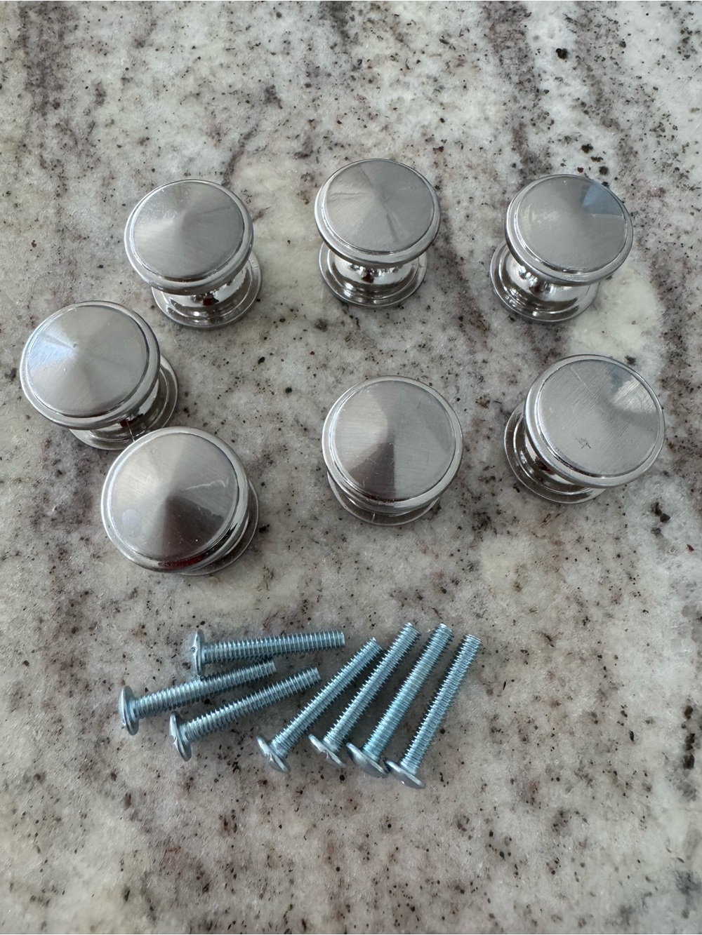 (7) Brushed Nickel Cabinet Knobs